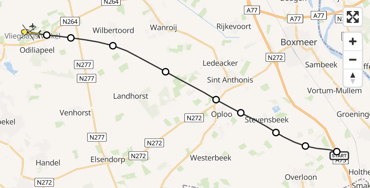 Routekaart van de vlucht: Lifeliner 3 naar Vliegbasis Volkel, Maarsven