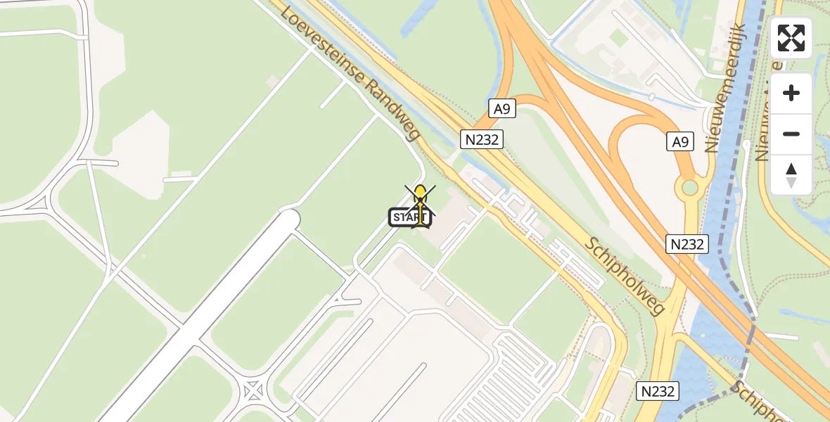 Vluchtroute Politiehelikopter van Schiphol naar Schiphol