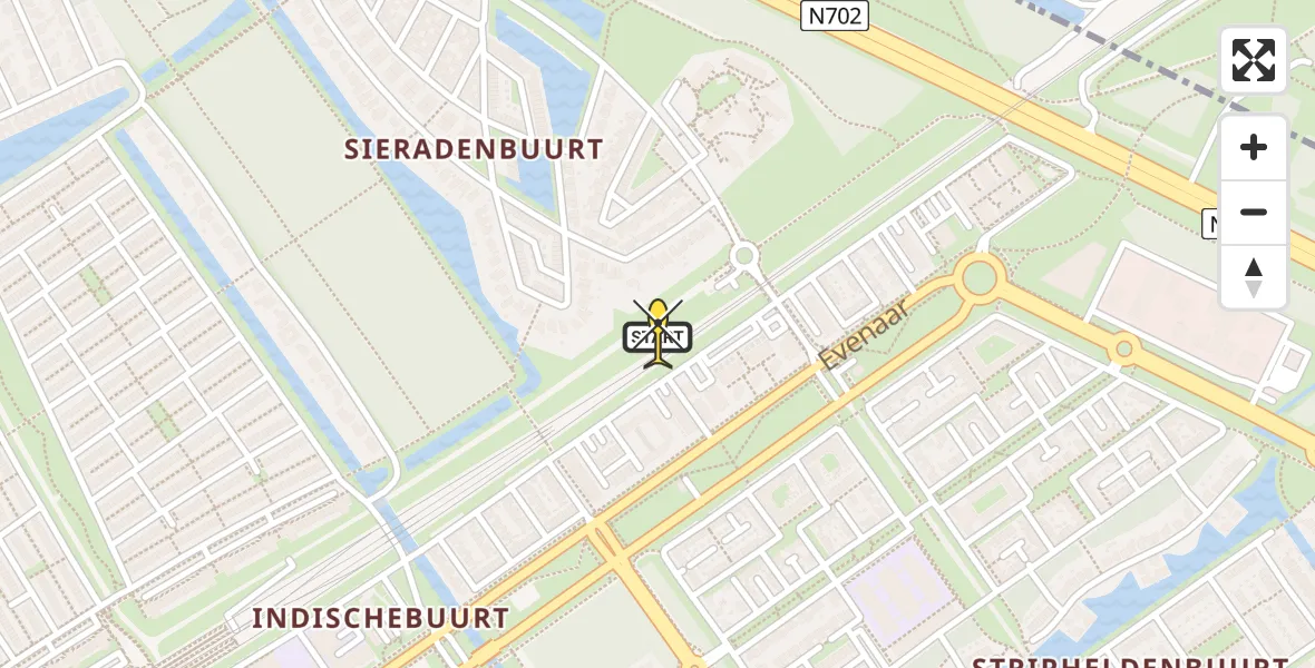 Routekaart van de vlucht: Lifeliner 1 naar Almere, Diadeemstraat