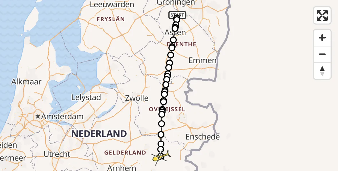 Routekaart van de vlucht: Lifeliner 4 naar Hengelo (Gld), Norgerweg