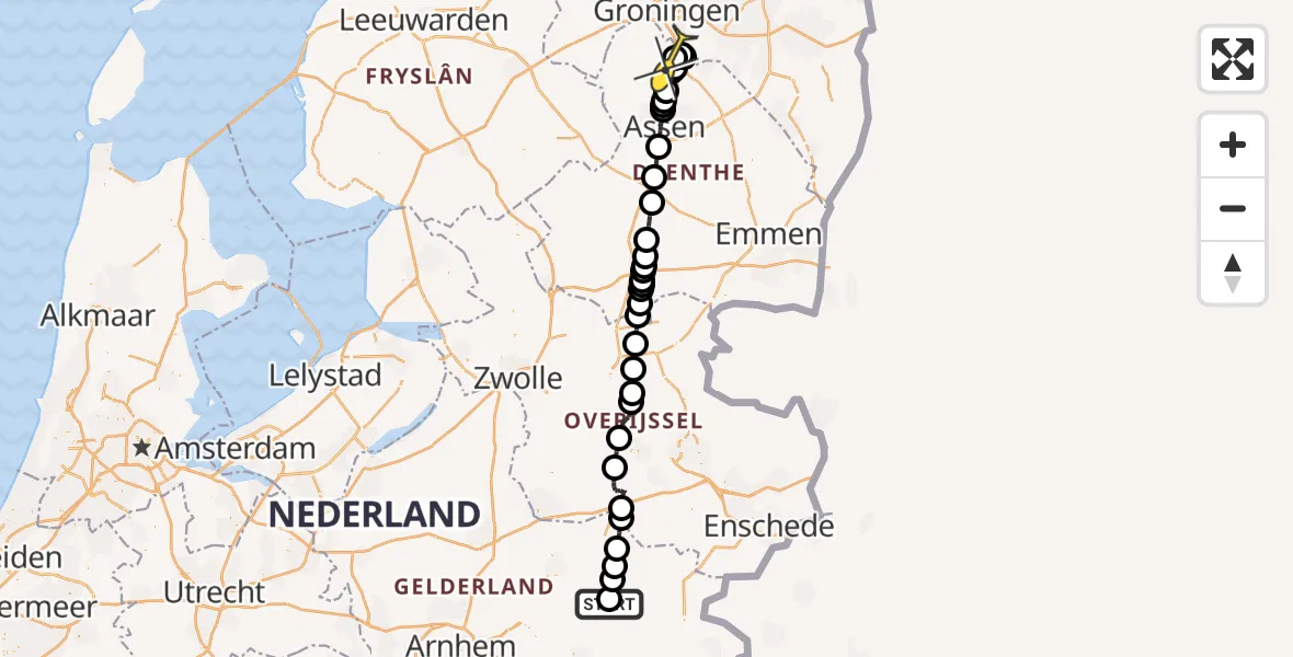 Routekaart van de vlucht: Lifeliner 4 naar Groningen Airport Eelde, Wassinkweg