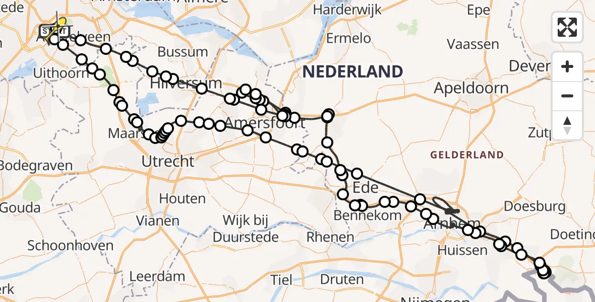 Routekaart van de vlucht: Politieheli naar Schiphol, Mr. Jac. Takkade