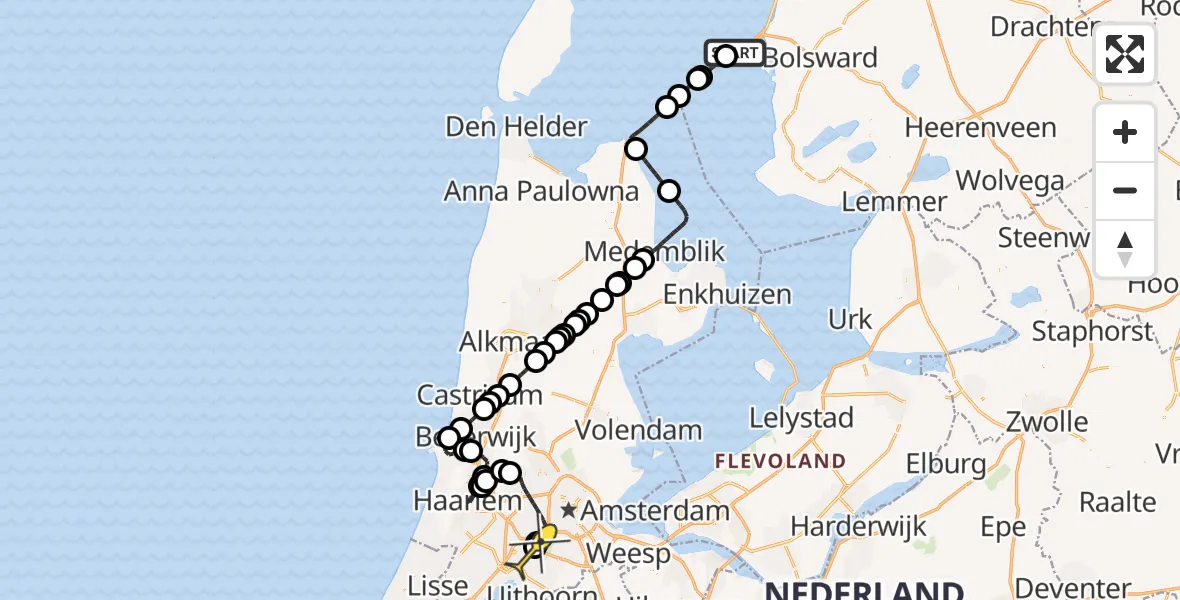 Routekaart van de vlucht: Politieheli naar Schiphol, Afsluitdijk