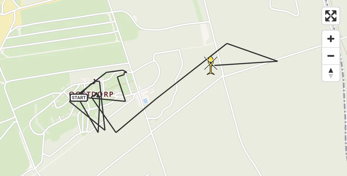 Routekaart van de vlucht: Politiehelikopter naar Harskamp, Otterloseweg