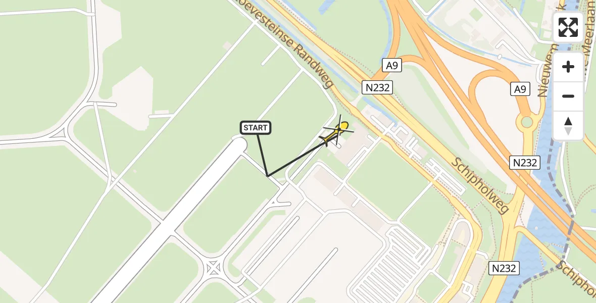 Routekaart van de vlucht: Politieheli naar Schiphol, Walaardt Sacréstraat