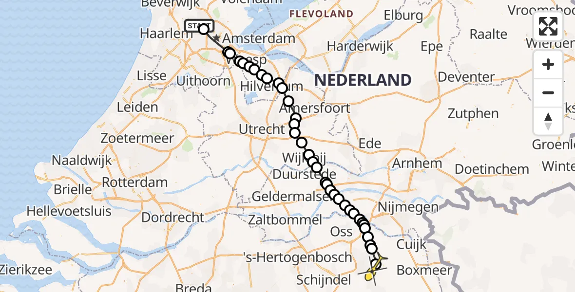 Routekaart van de vlucht: Traumaheli naar Vliegbasis Volkel, Westhaven