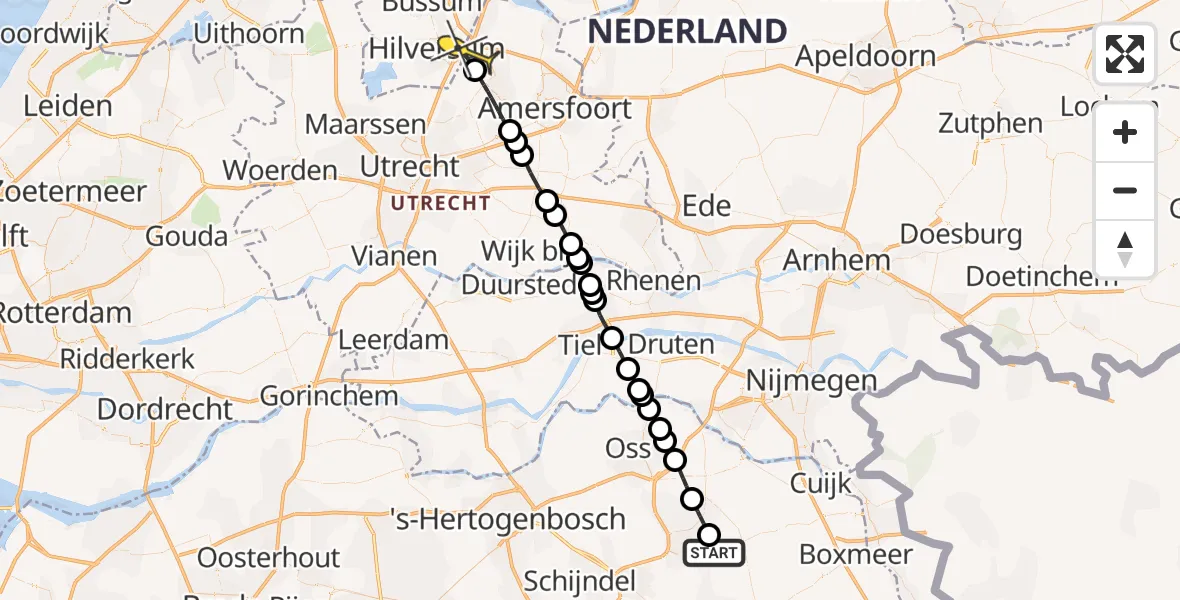 Routekaart van de vlucht: Lifeliner 3 naar Baarn, De Bunders