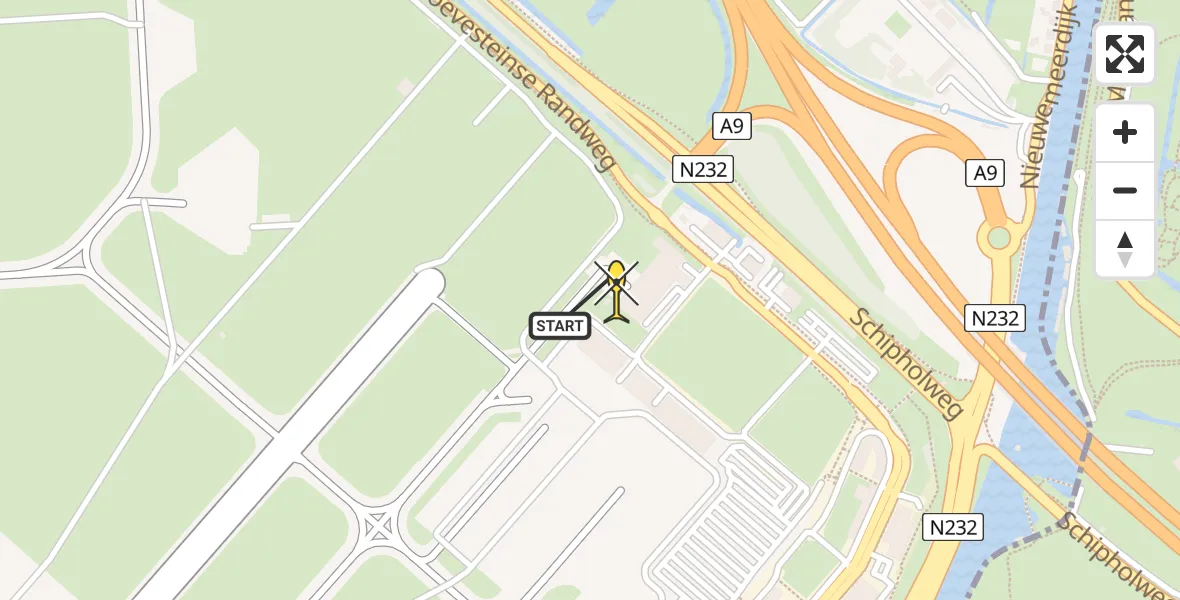 Vluchtroute Politiehelikopter van Schiphol naar Schiphol