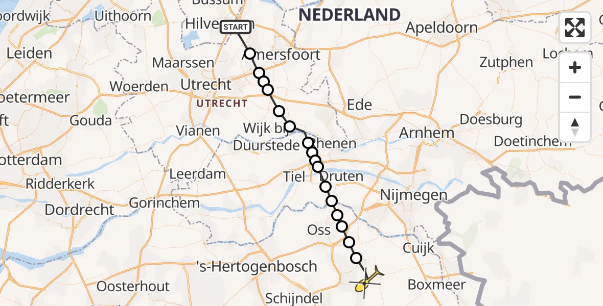 Routekaart van de vlucht: Lifeliner 3 naar Vliegbasis Volkel, Kaapweg