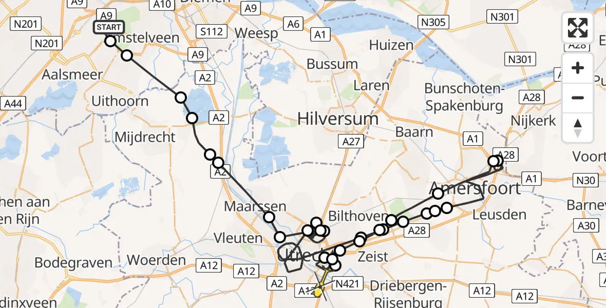 Routekaart van de vlucht: Politieheli naar Utrecht, Bosrandweg