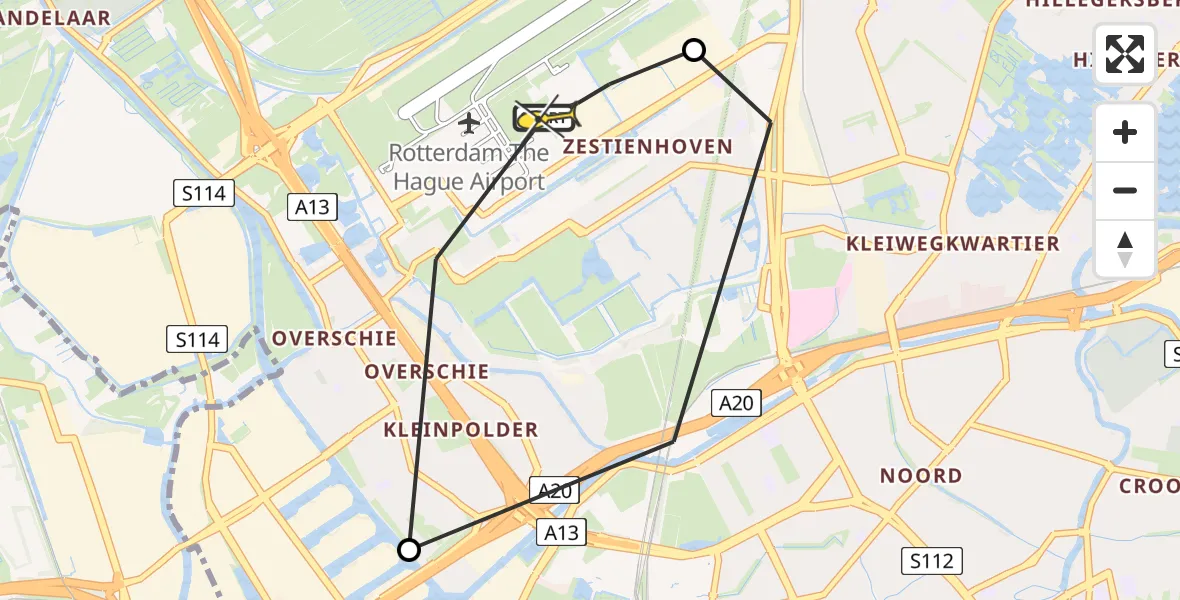Routekaart van de vlucht: Lifeliner 2 naar Rotterdam The Hague Airport, Van der Duijn van Maasdamweg