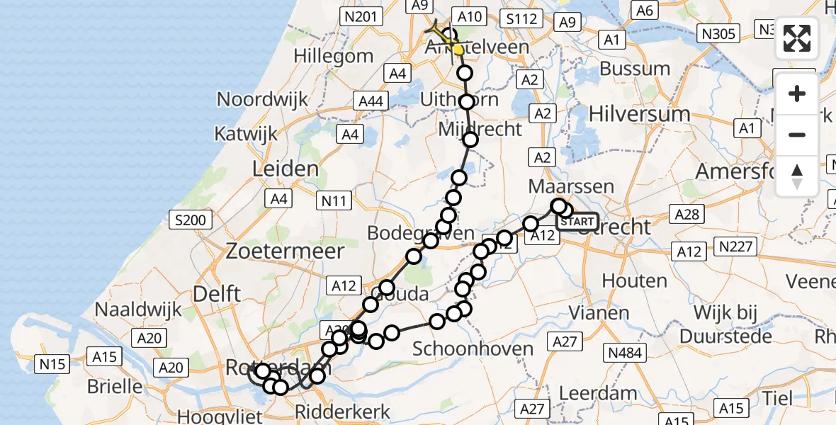 Routekaart van de vlucht: Politieheli naar Schiphol, Sesamhof