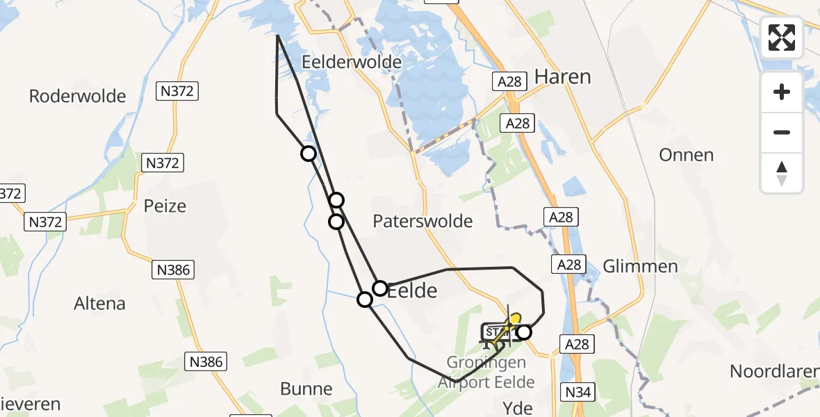 Routekaart van de vlucht: Lifeliner 4 naar Groningen Airport Eelde, Homsteeg
