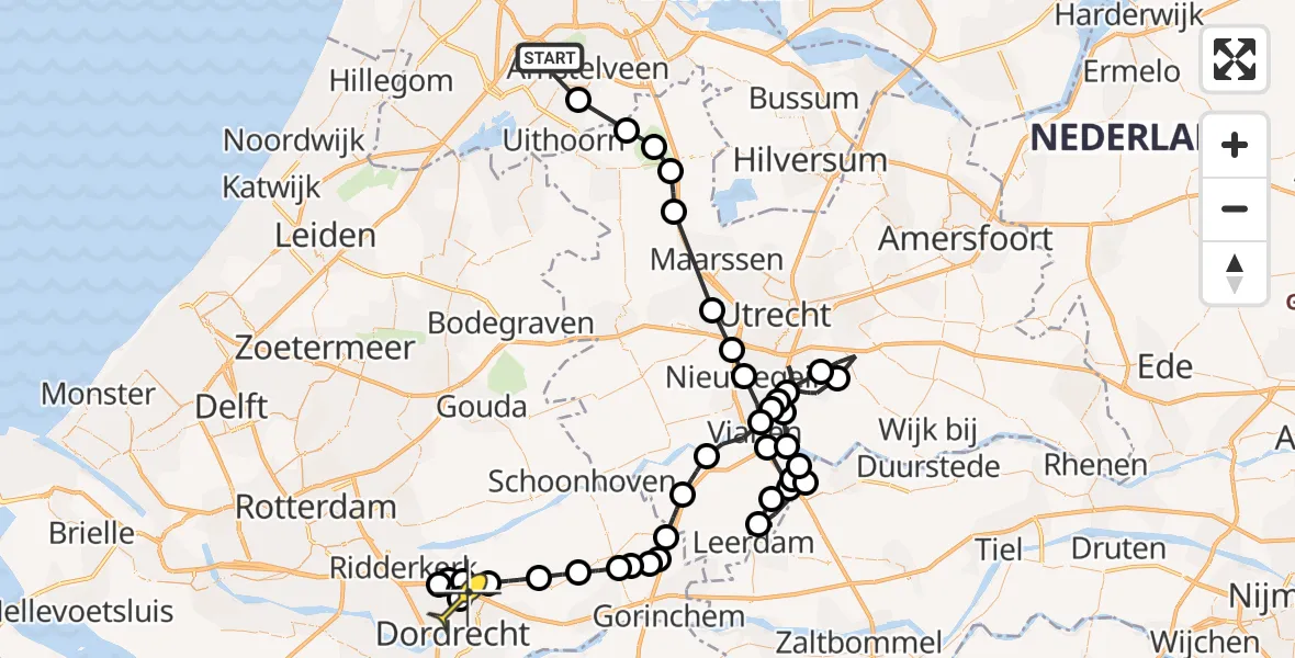 Routekaart van de vlucht: Politieheli naar Papendrecht, Kemajoranstraat