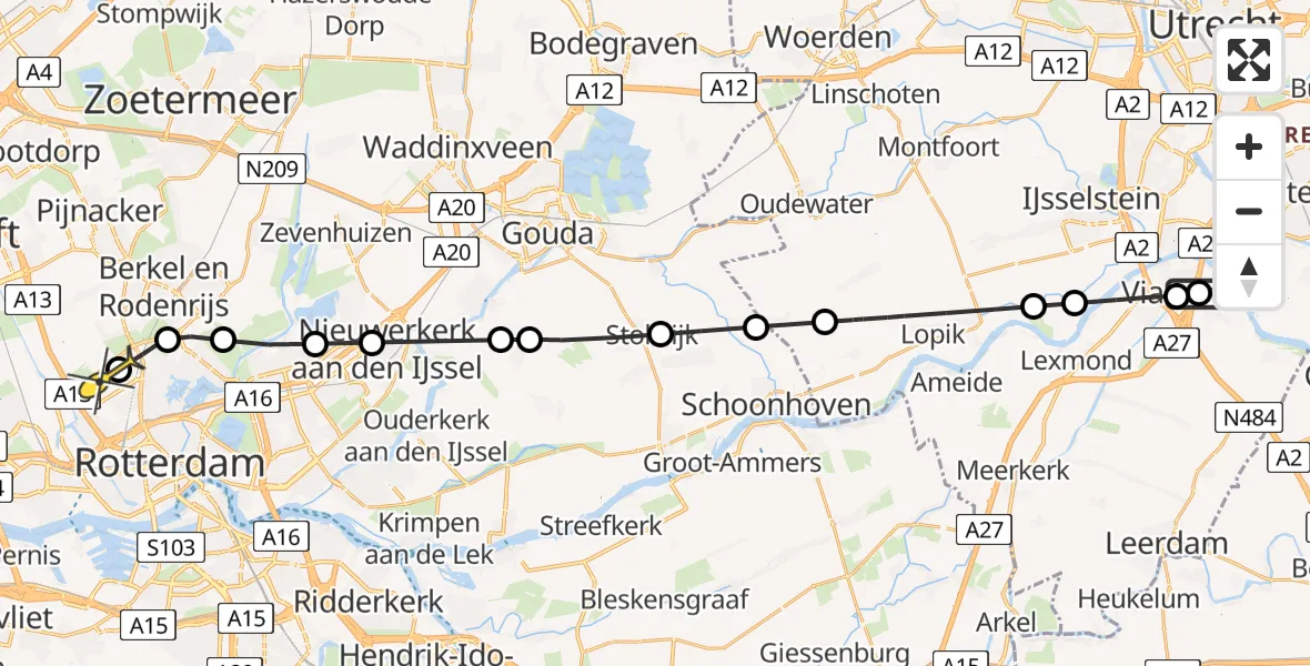 Routekaart van de vlucht: Lifeliner 2 naar Rotterdam The Hague Airport, Placotiweg
