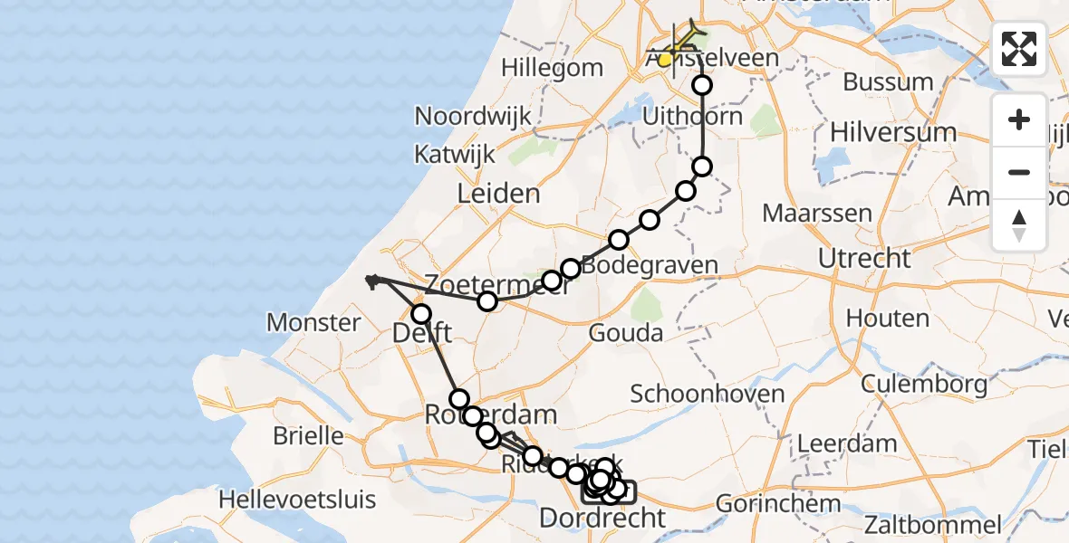Routekaart van de vlucht: Politieheli naar Schiphol, Hoogendijk