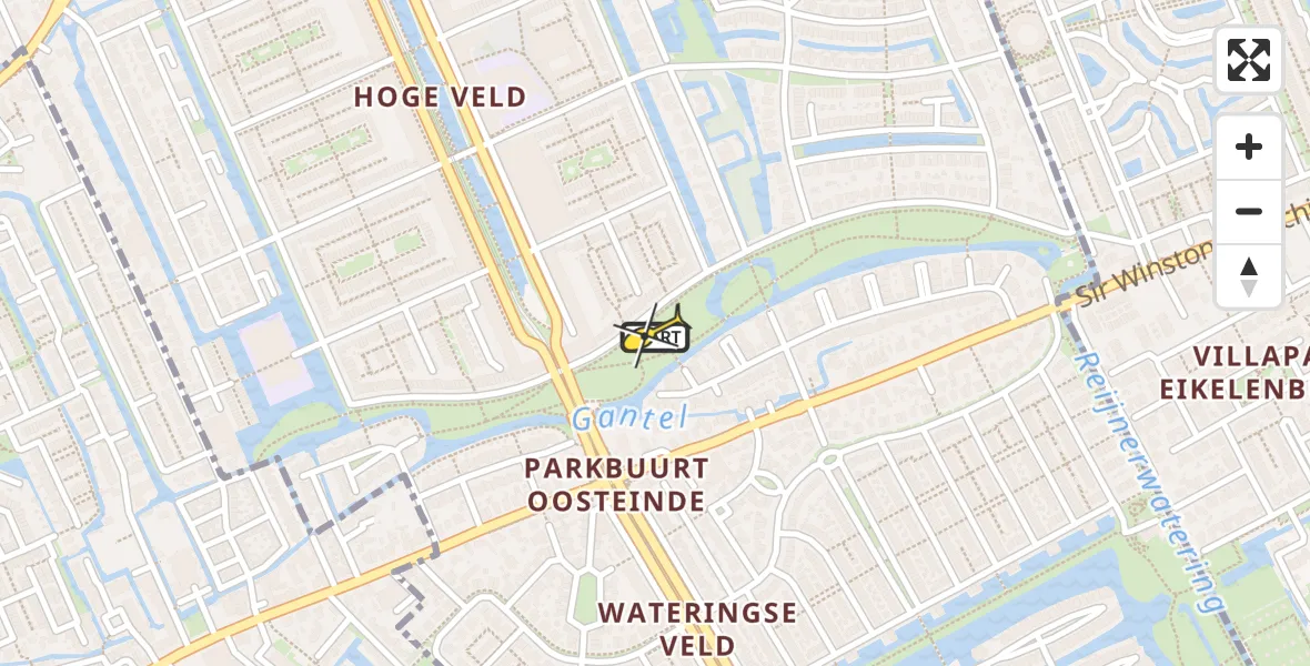 Routekaart van de vlucht: Lifeliner 2 naar Den Haag, Santiagosingel