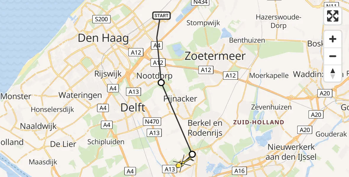 Routekaart van de vlucht: Lifeliner 2 naar Rotterdam The Hague Airport, Sluiskant
