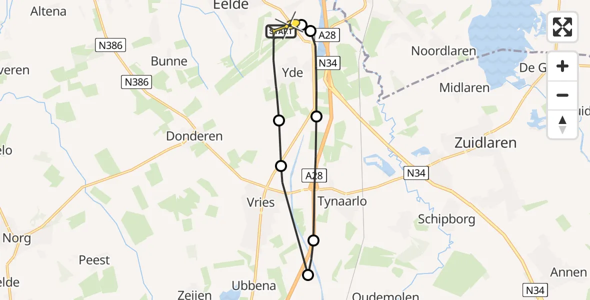 Routekaart van de vlucht: Lifeliner 4 naar Groningen Airport Eelde, Vissersweg