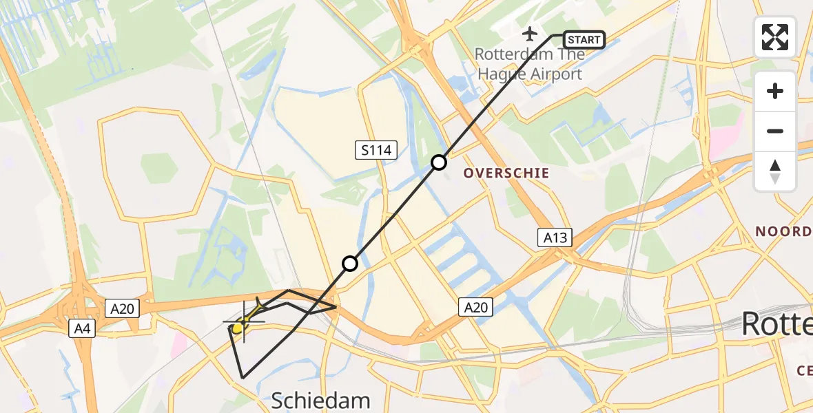 Routekaart van de vlucht: Lifeliner 2 naar Schiedam, Orlybaan