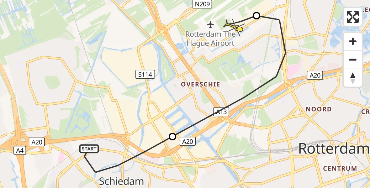 Routekaart van de vlucht: Lifeliner 2 naar Rotterdam The Hague Airport, Noordvest