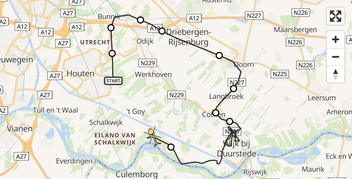 Routekaart van de vlucht: Politieheli naar Schalkwijk, Houtenseweg