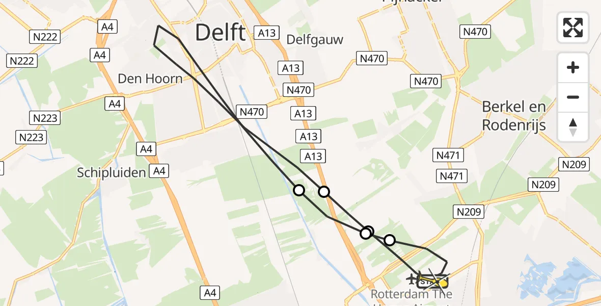 Routekaart van de vlucht: Lifeliner 2 naar Rotterdam The Hague Airport, Brandenburgbaan