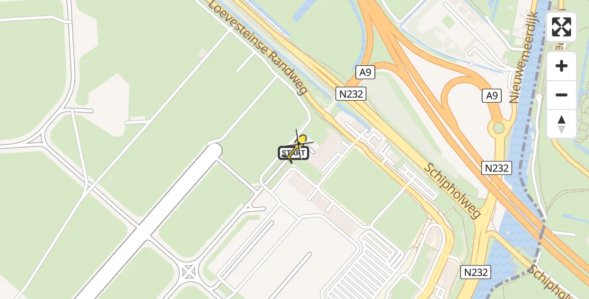 Vluchtroute Politiehelikopter van Schiphol naar Schiphol