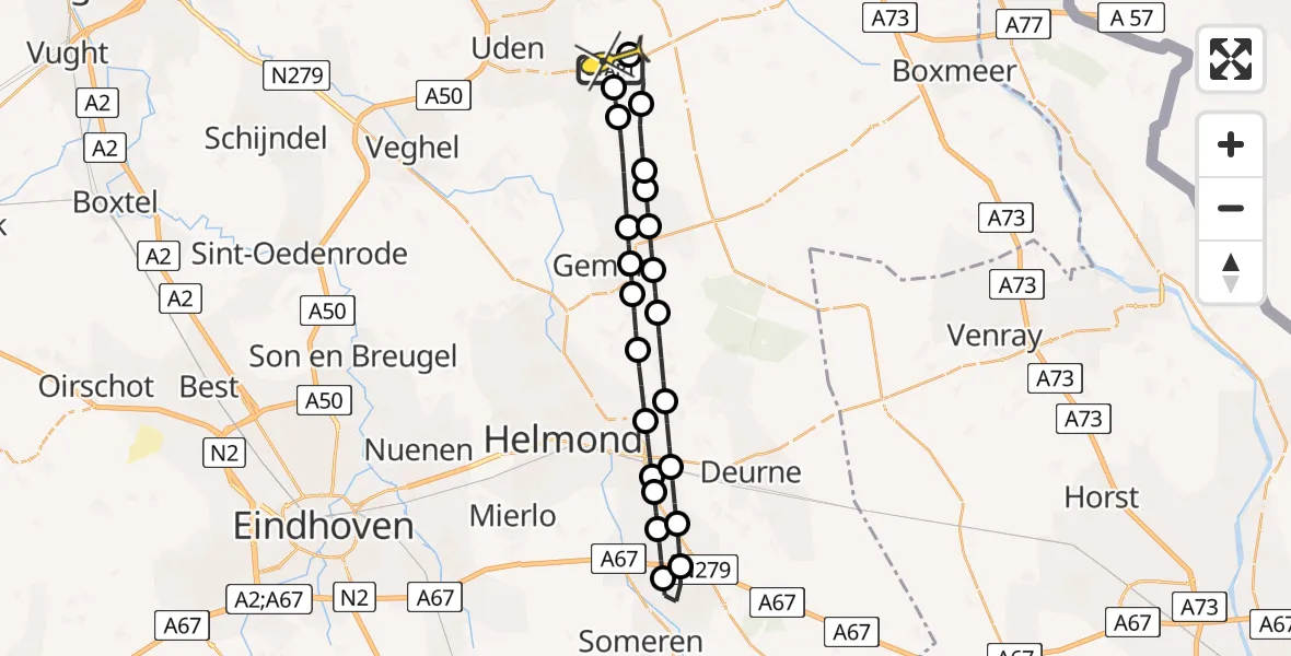 Routekaart van de vlucht: Lifeliner 3 naar Vliegbasis Volkel, Vogelstraat