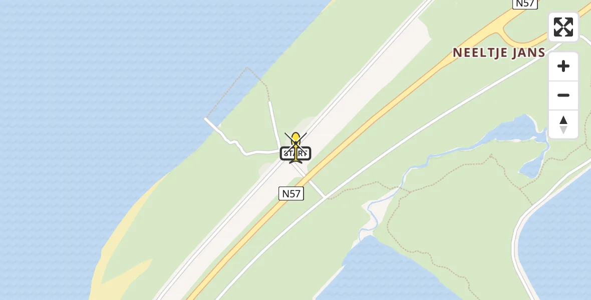 Routekaart van de vlucht: Kustwachthelikopter naar Vrouwenpolder, Hoogh Plaetweg