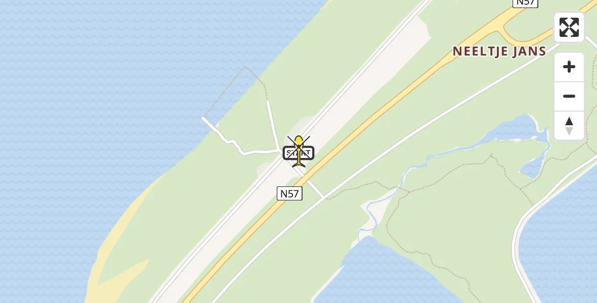 Routekaart van de vlucht: Kustwachthelikopter naar Vrouwenpolder, Hoogh Plaetweg