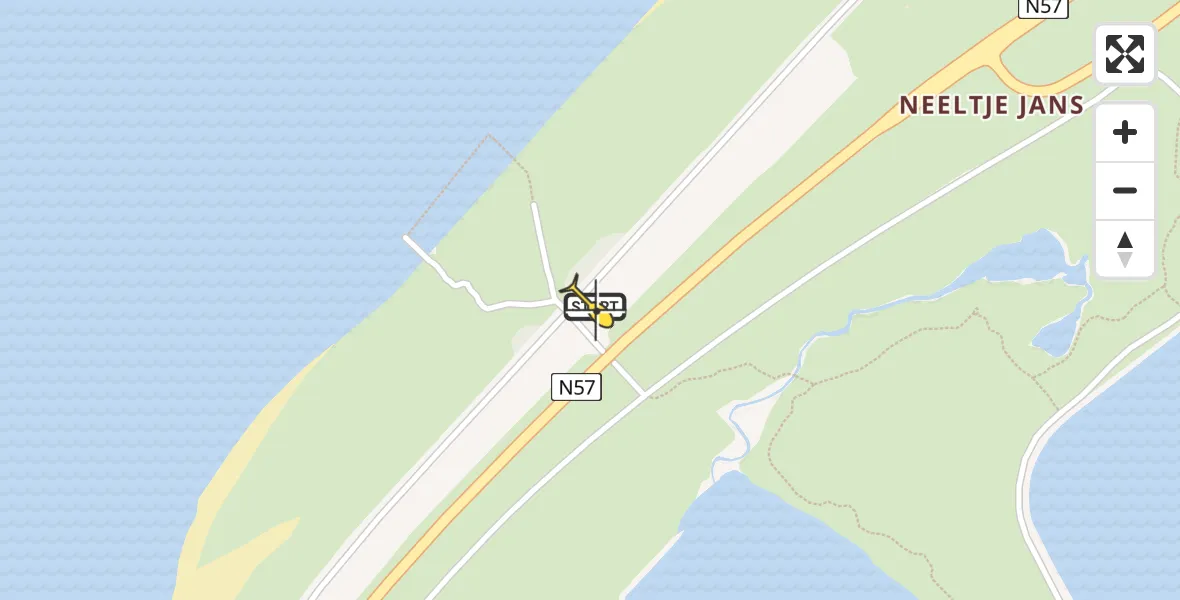 Routekaart van de vlucht: Kustwachthelikopter naar Vrouwenpolder, Hoogh Plaetweg