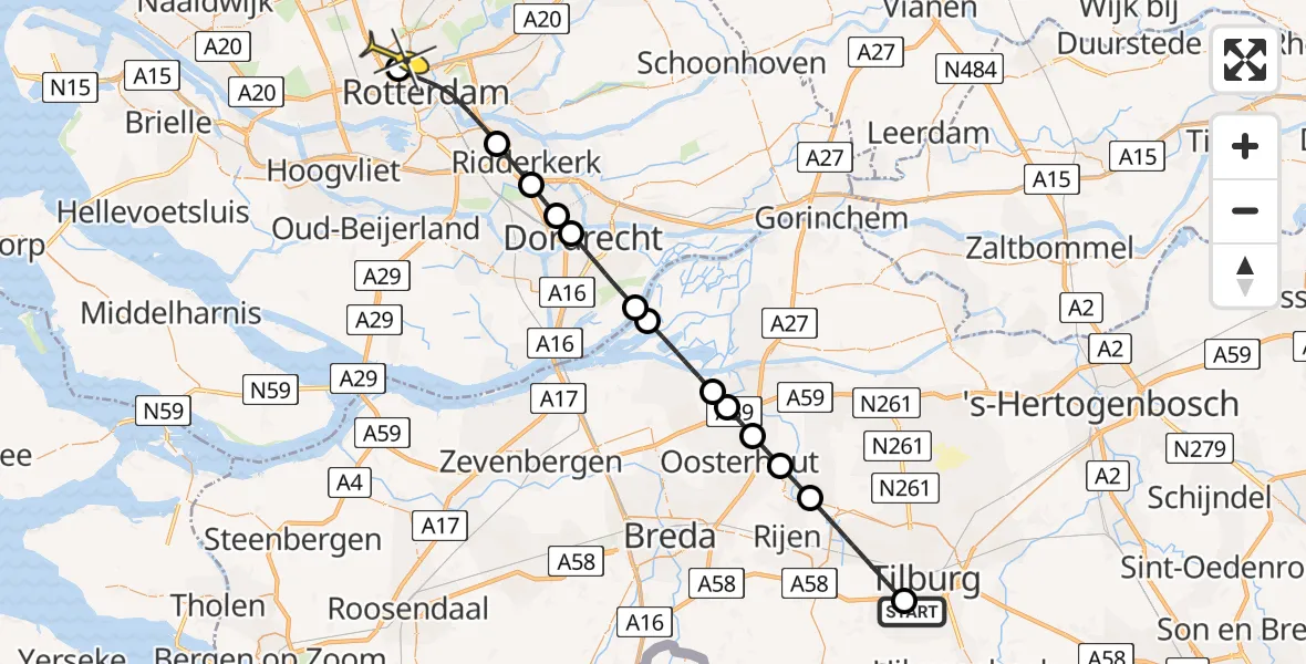 Routekaart van de vlucht: Lifeliner 2 naar Rotterdam The Hague Airport, Charles Stulemeijerweg