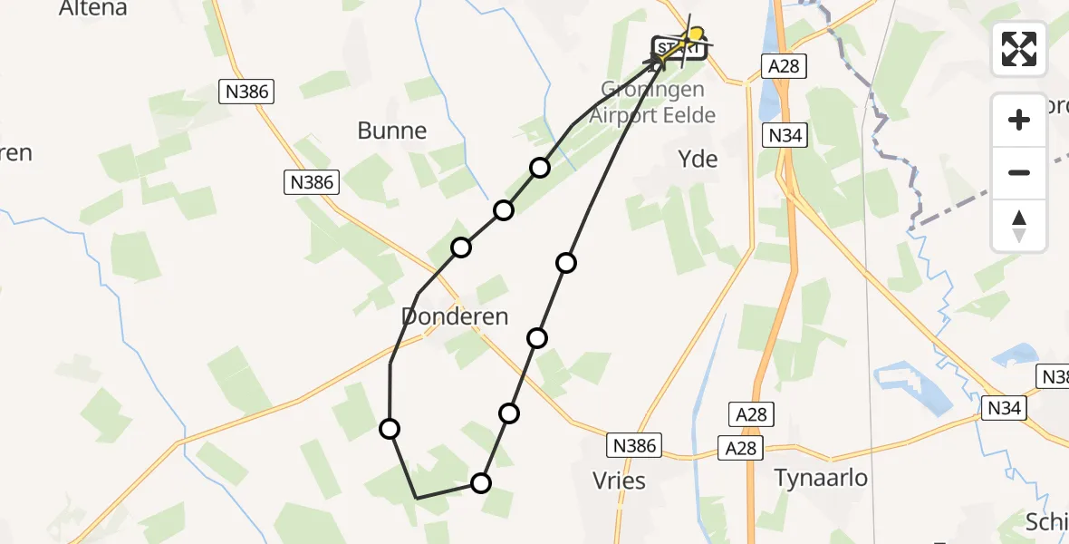 Routekaart van de vlucht: Lifeliner 4 naar Groningen Airport Eelde, Vissersweg