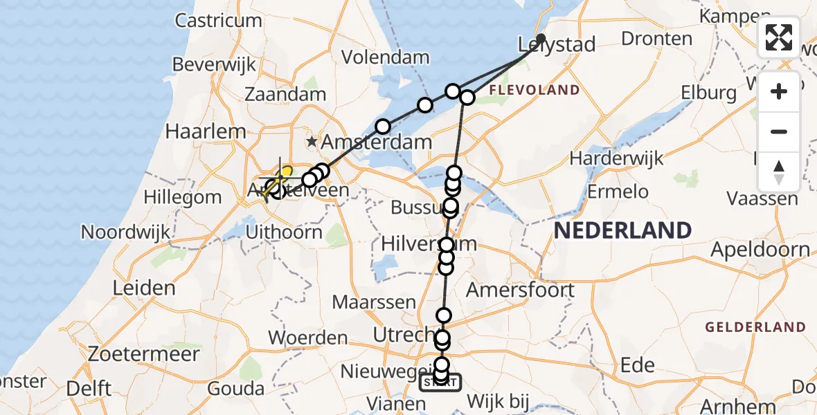 Routekaart van de vlucht: Politieheli naar Schiphol, Houtenseweg