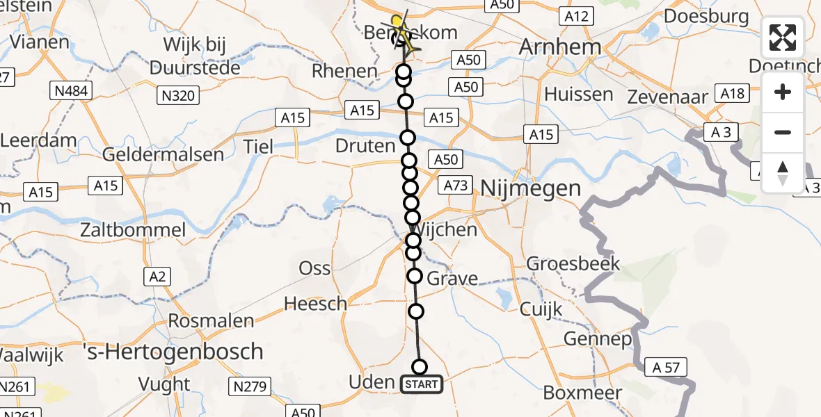 Routekaart van de vlucht: Lifeliner 3 naar Bennekom, Houtvennen