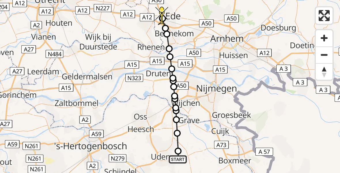Routekaart van de vlucht: Lifeliner 3 naar Ede, Houtvennen
