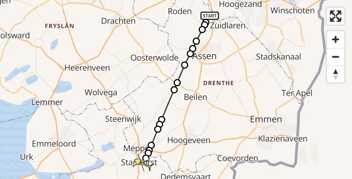 Routekaart van de vlucht: Lifeliner 4 naar Staphorst, Moespot