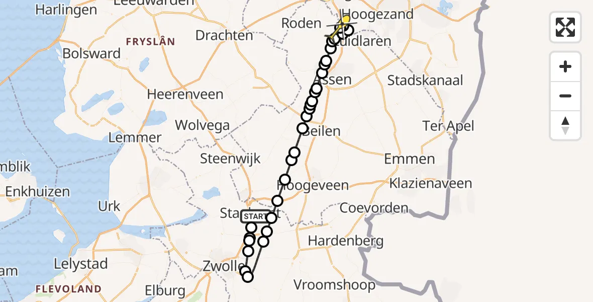 Routekaart van de vlucht: Lifeliner 4 naar Groningen Airport Eelde, Buitenes
