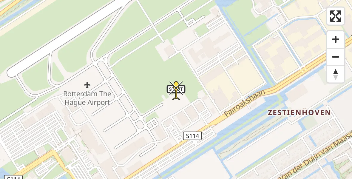 Routekaart van de vlucht: Politiehelikopter naar Rotterdam The Hague Airport, Fairoaksbaan