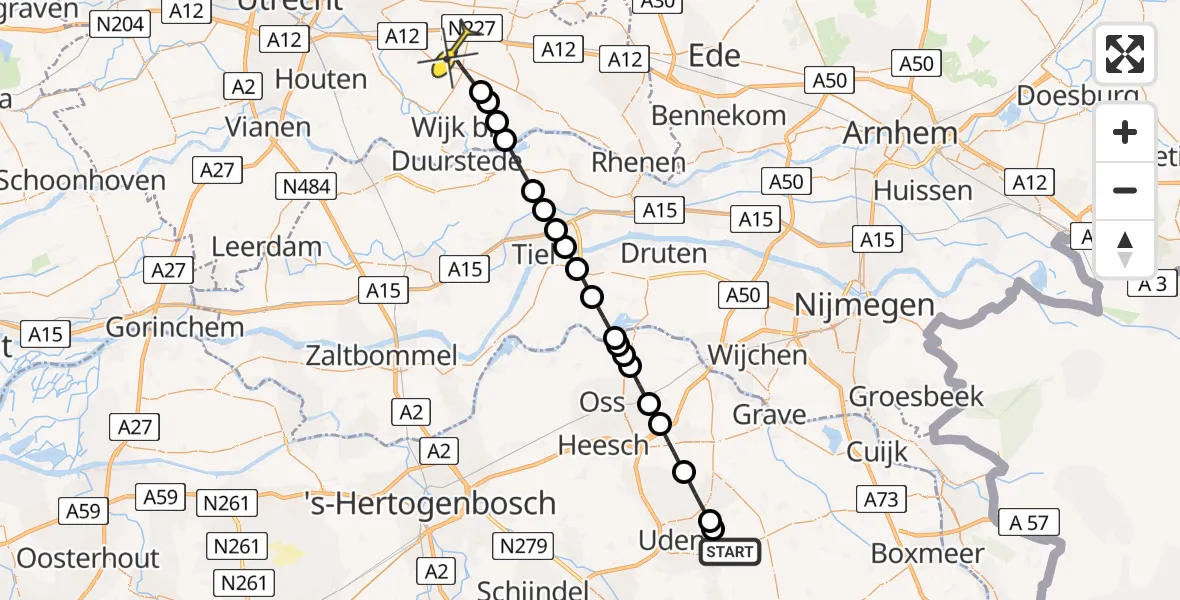 Routekaart van de vlucht: Lifeliner 3 naar Doorn, Zeelandsedijk