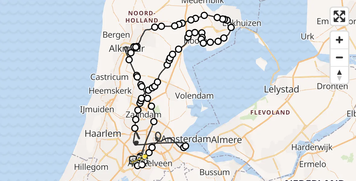 Routekaart van de vlucht: Politieheli naar Schiphol, Westerkimweg