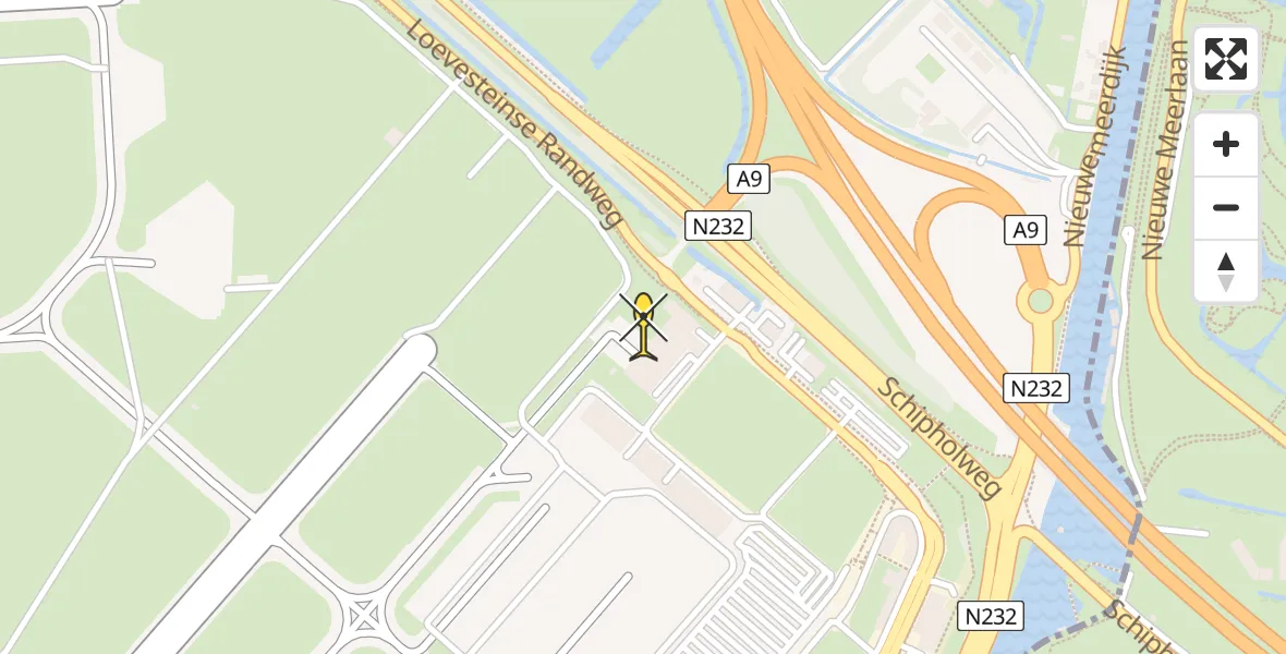 Routekaart van de vlucht: Politieheli naar Schiphol