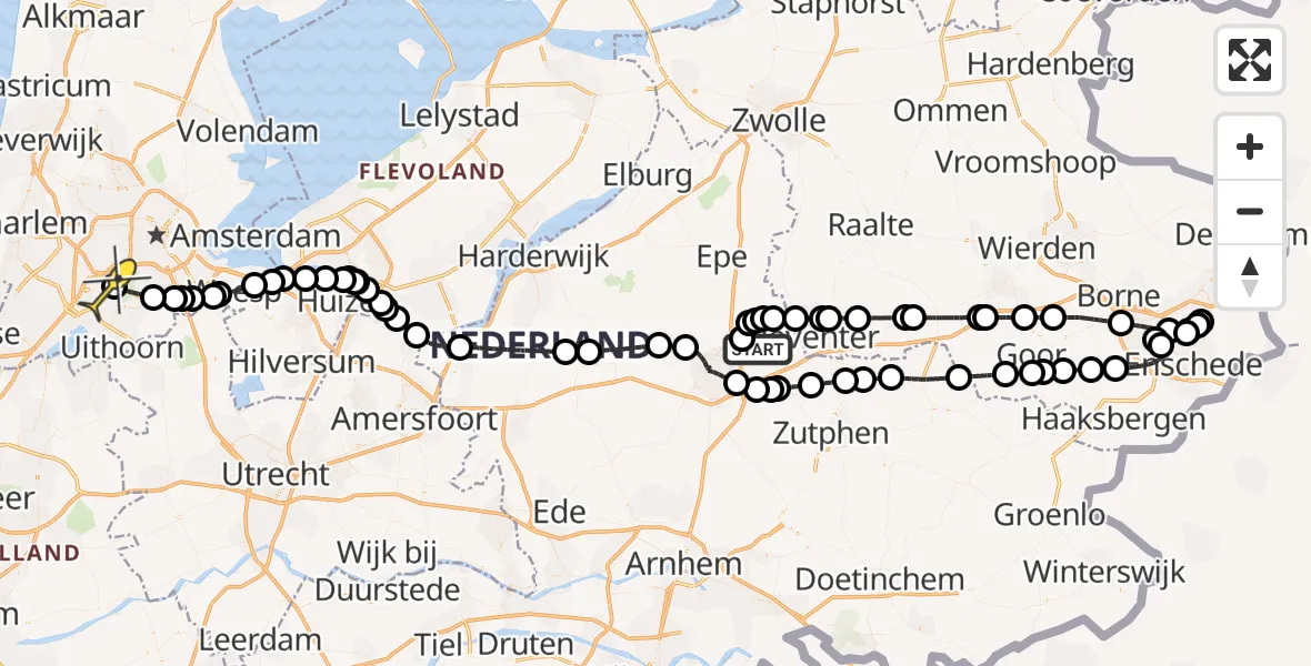 Routekaart van de vlucht: Politieheli naar Schiphol, Tiendijkenseweg