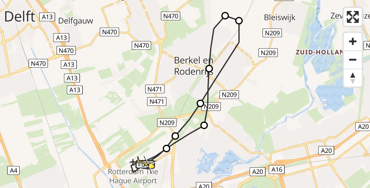 Routekaart van de vlucht: Lifeliner 2 naar Rotterdam The Hague Airport, Rotterdam Airportplein