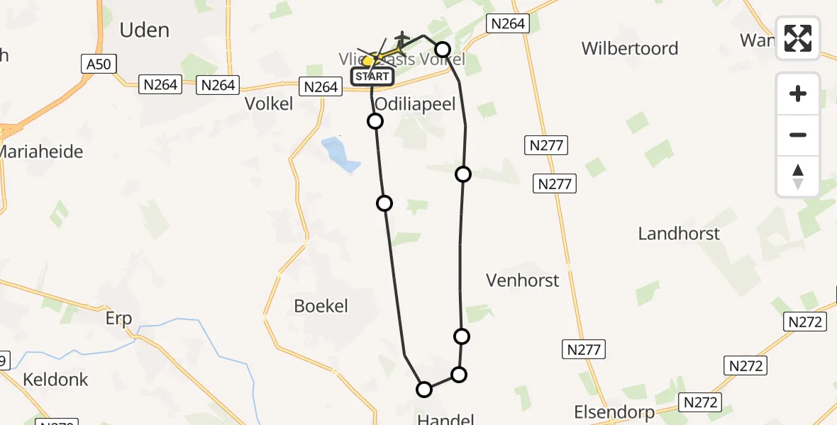Routekaart van de vlucht: Lifeliner 3 naar Vliegbasis Volkel, Vogelstraat