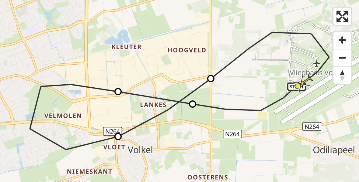 Routekaart van de vlucht: Lifeliner 3 naar Vliegbasis Volkel, Zeelandsedijk