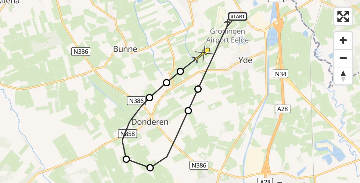 Routekaart van de vlucht: Lifeliner 4 naar Groningen Airport Eelde, Homsteeg