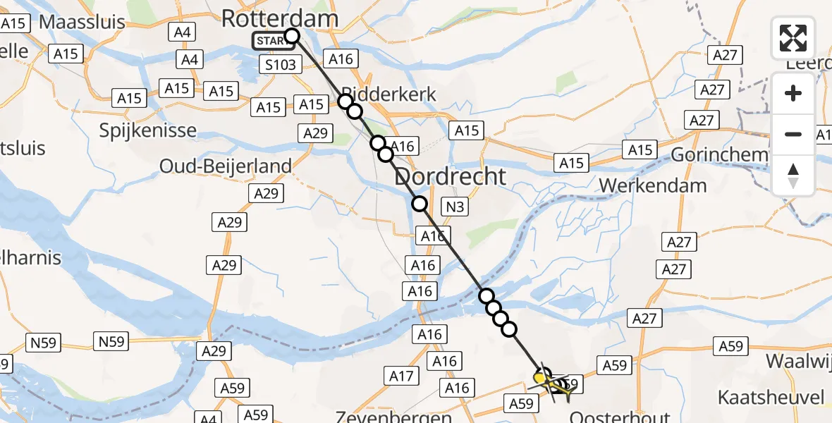 Routekaart van de vlucht: Lifeliner 2 naar Made, Sleephellingstraat