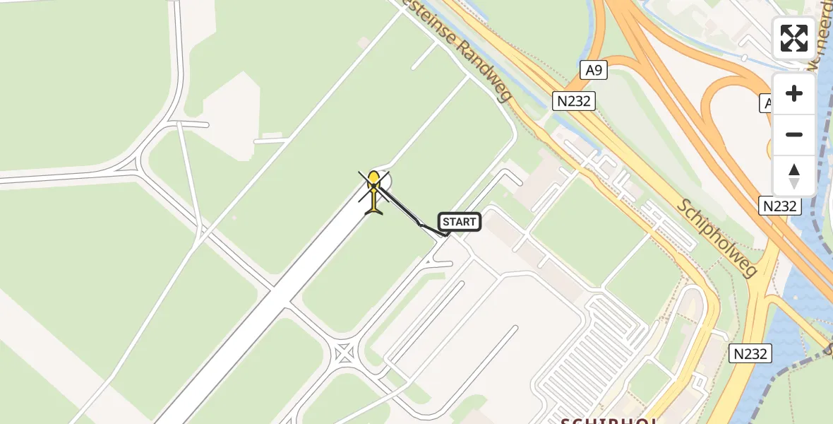 Routekaart van de vlucht: Politieheli naar Schiphol, Thermiekstraat